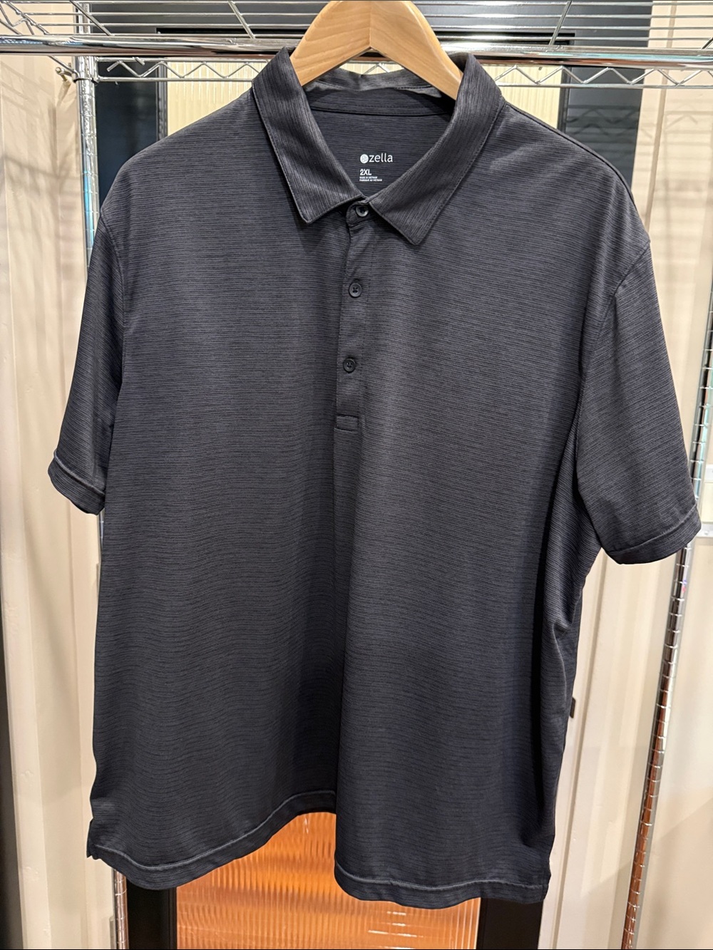 Zella Performance Golf Polo Charcoal Gray Short Sleeve 2XL Moisture Wicking